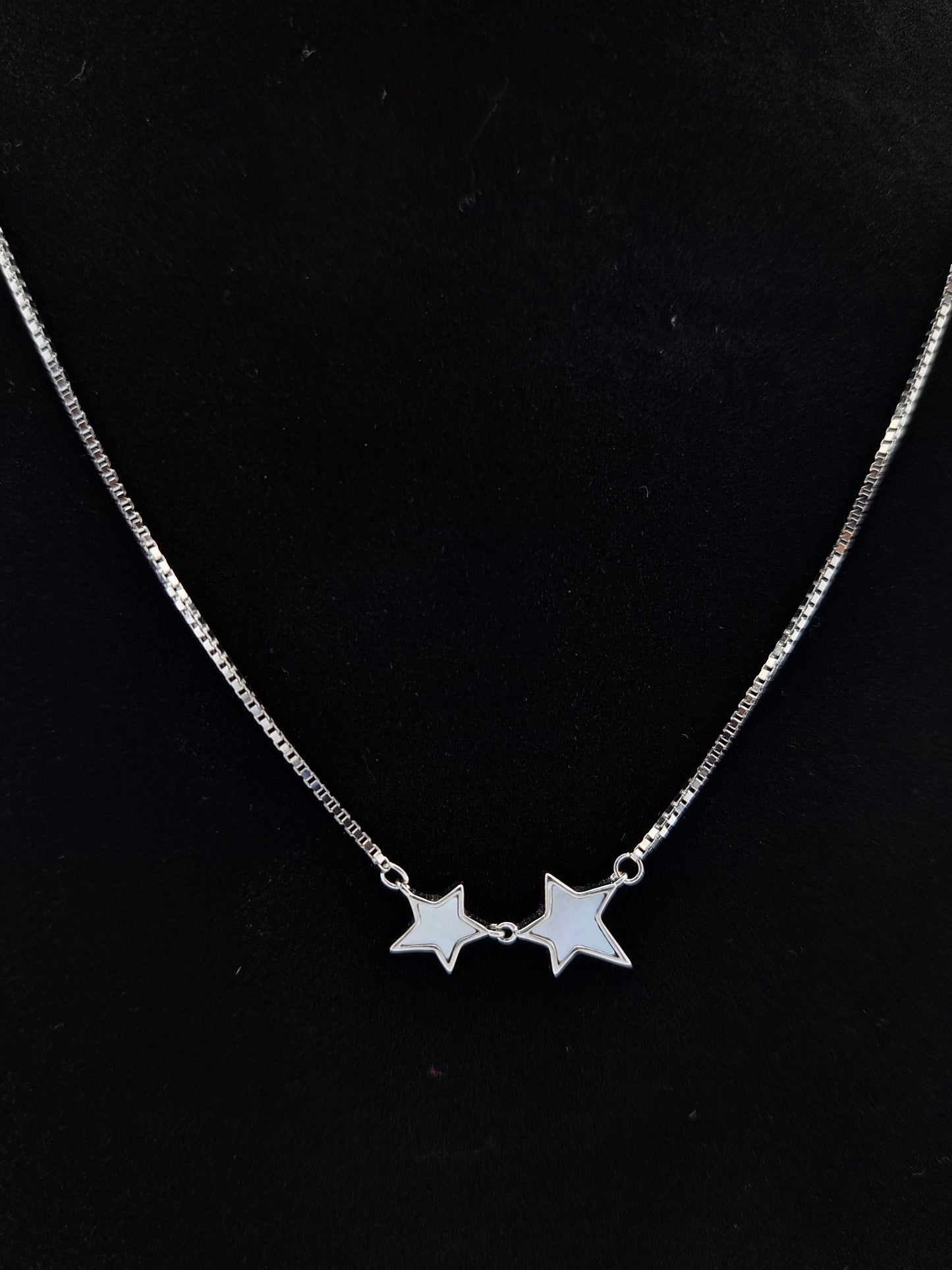 Silver Chain with Tiny Stars MOP Pendant