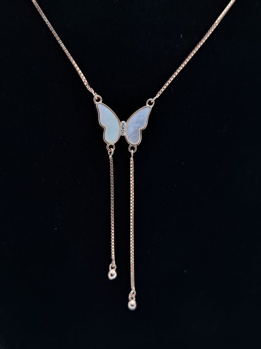 Rose gold chain with MOP Butterfly Pendant