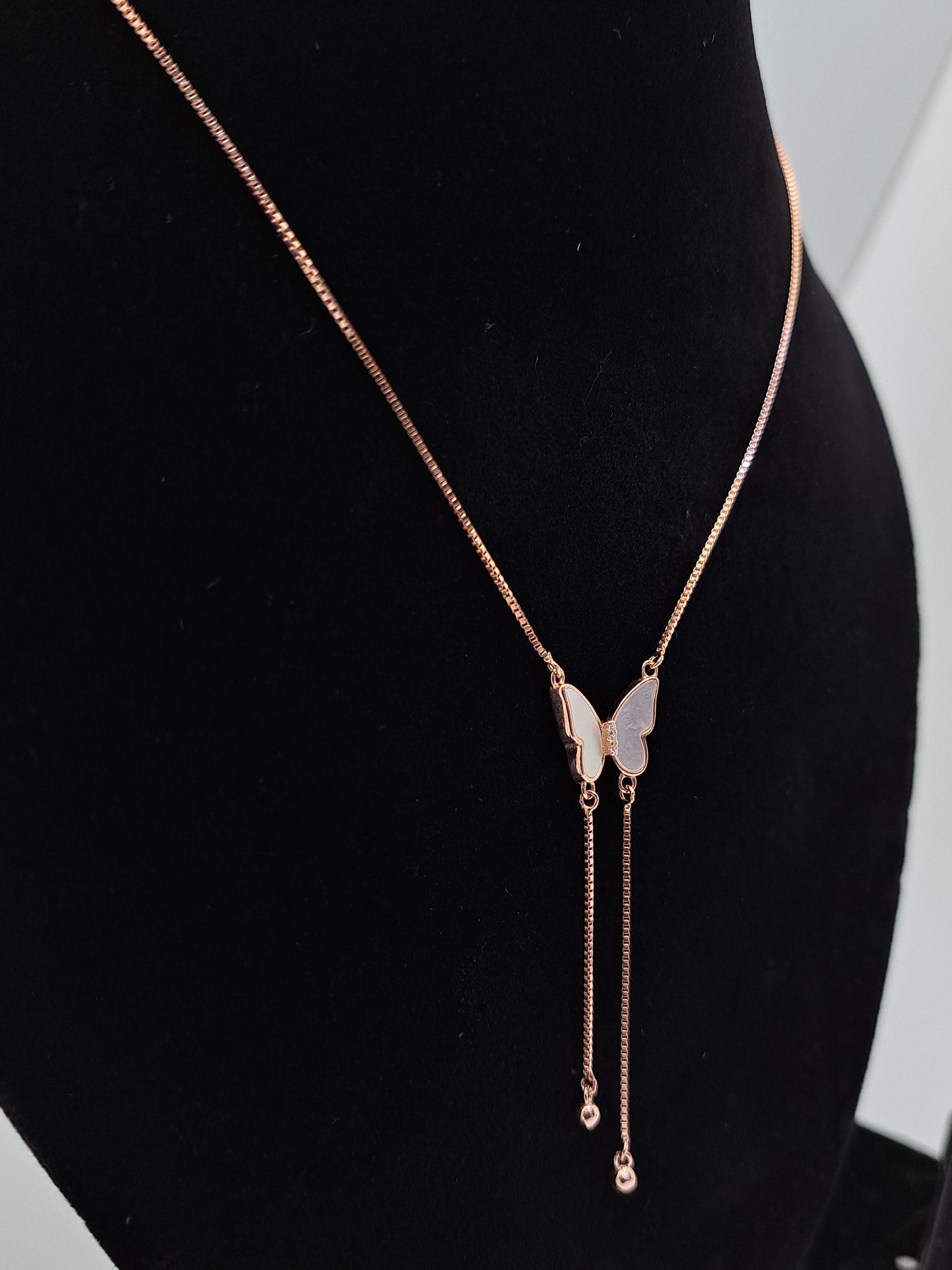Rose gold chain with MOP Butterfly Pendant