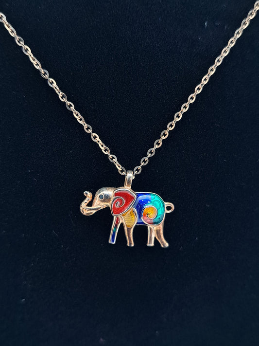 Rose gold chain with Multicolour Tusker Pendant