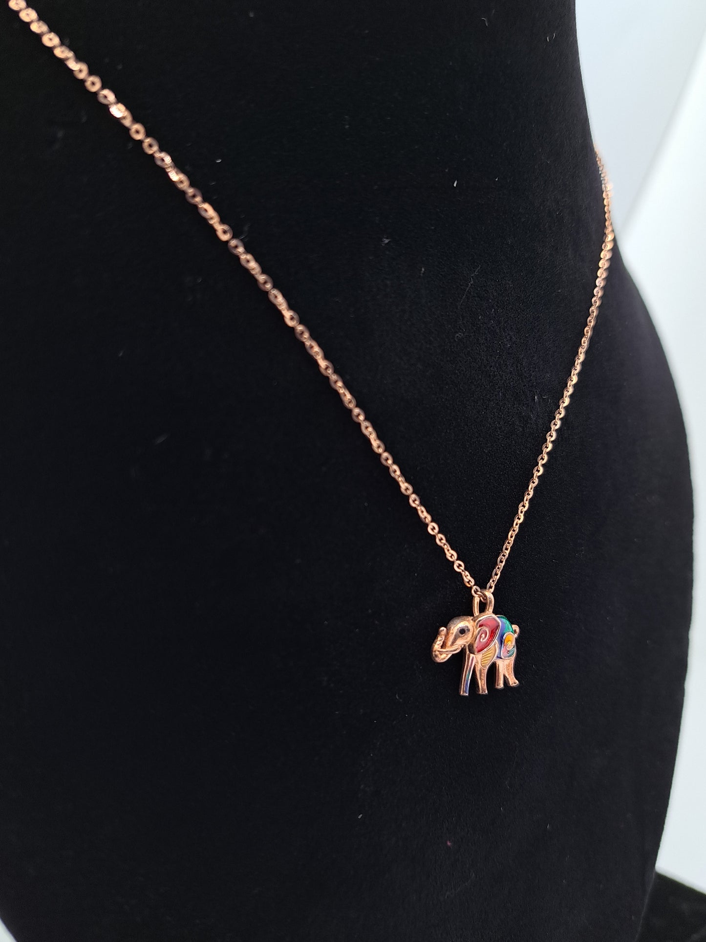 Rose gold chain with Multicolour Tusker Pendant