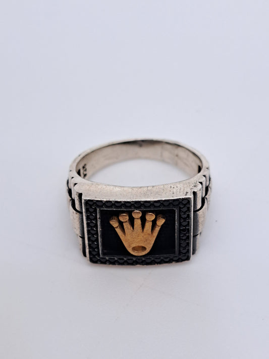 Blackface Gold Toned Crown Symbol Ring