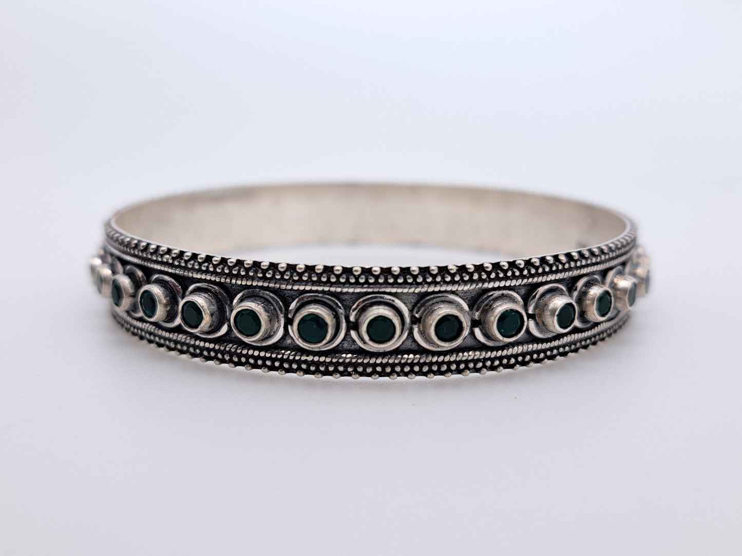 Antique Finish Green Stone Embeded Bangle