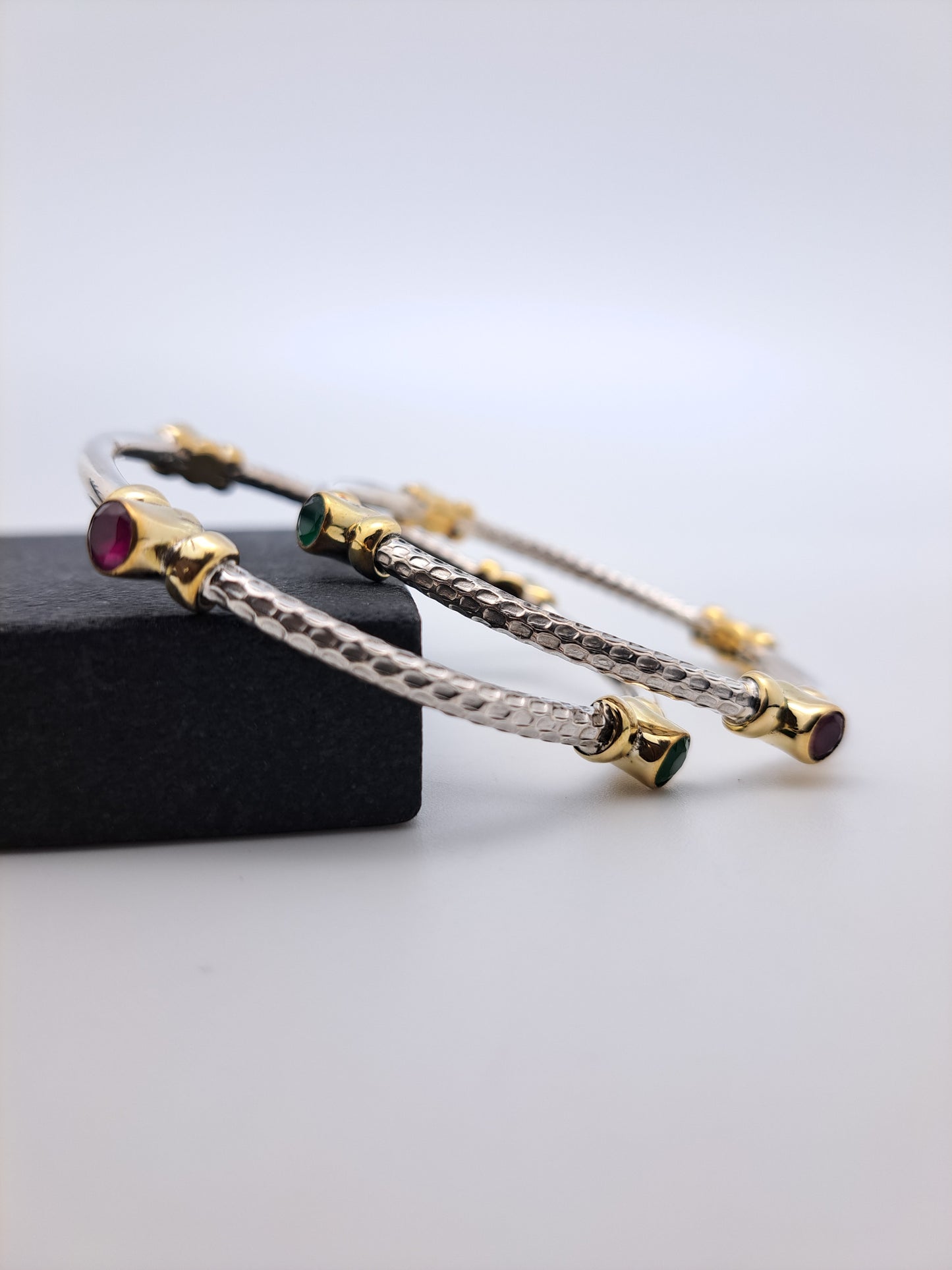 2 in 1 Red & Green Stone Kada