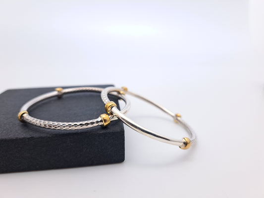 2 in 1 Miller Design Gold Color Beads Bangle