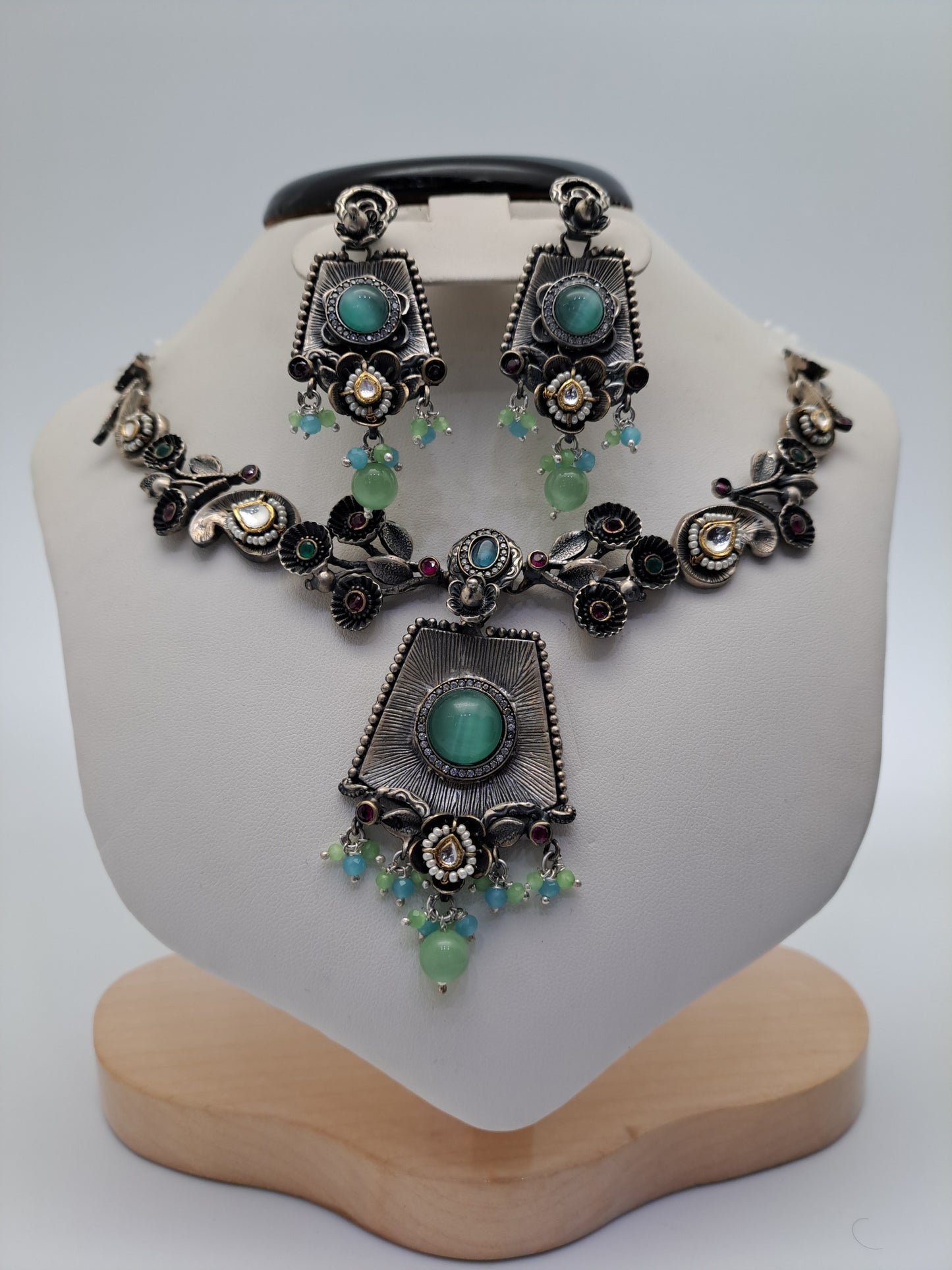 Party Wear Necklace adorned with colorful stones