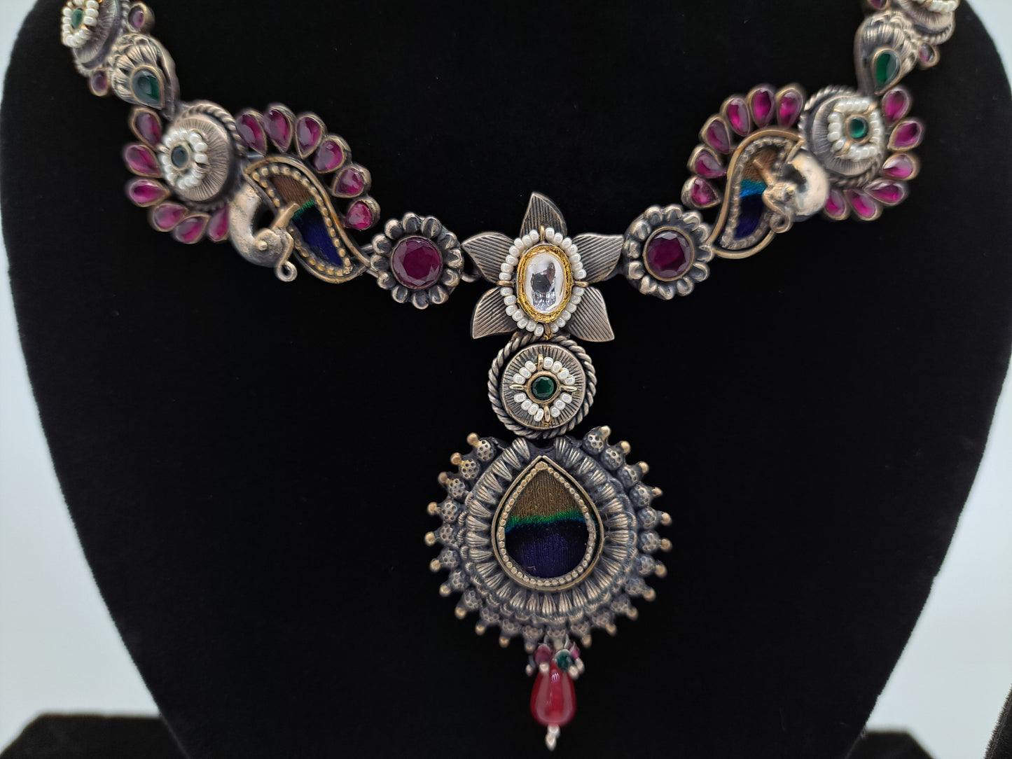 Dew Drop Peacock Party Wear Necklace