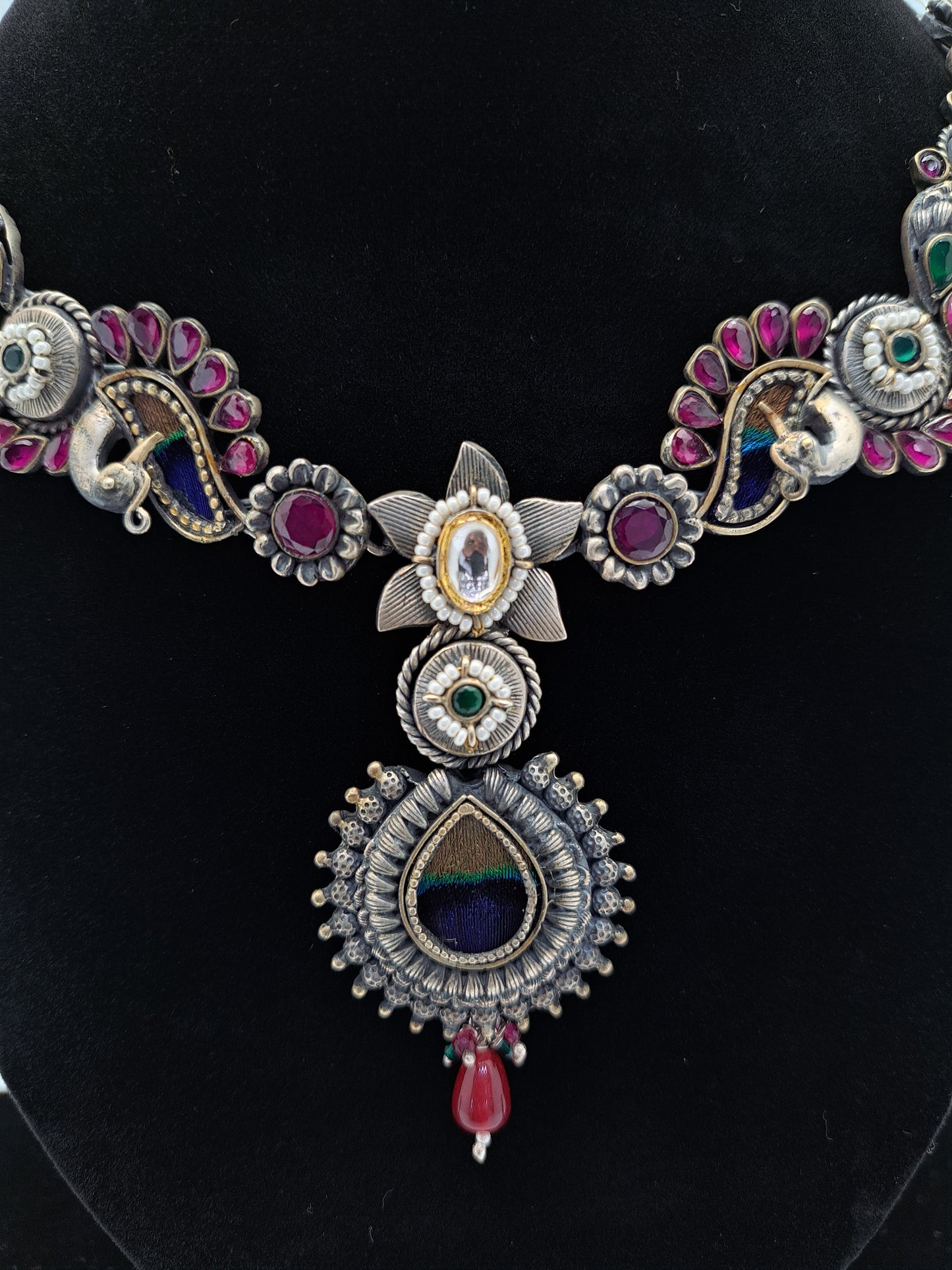 Dew Drop Peacock Party Wear Necklace