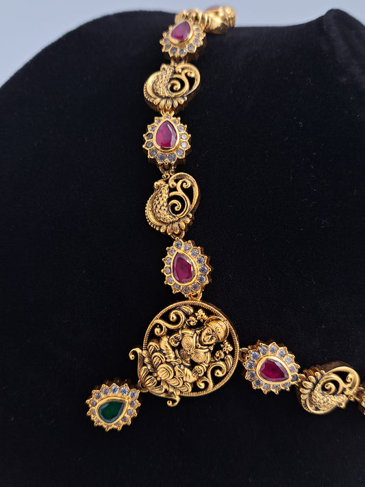 Antique Finish Red and Green Temple Jewellery