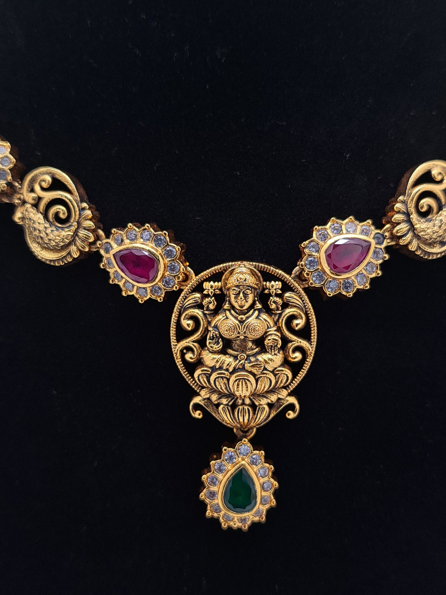 Antique Finish Red and Green Temple Jewellery