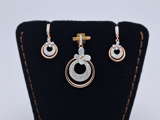 White Zircon Butterfly RoseGold Pendant