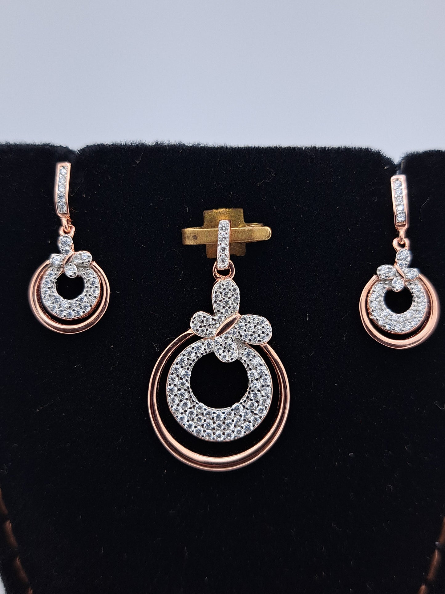 White Zircon Butterfly RoseGold Pendant