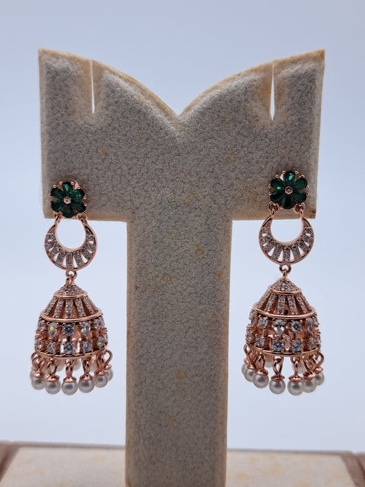 RG Traditional Jimki with Pearl and Green Stones