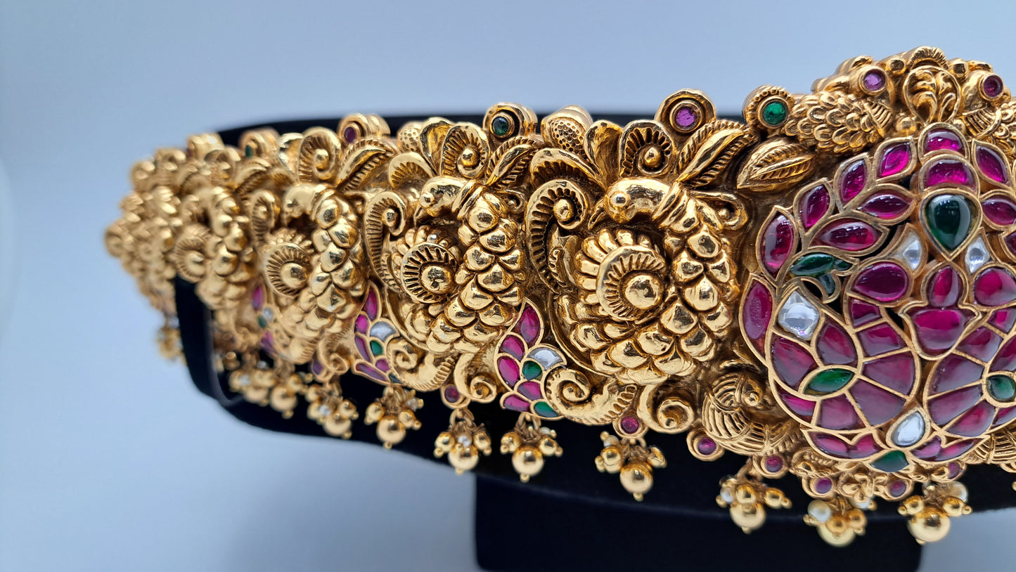Antique Finish Nagas Swan with Red and Green stones(Price on Request)