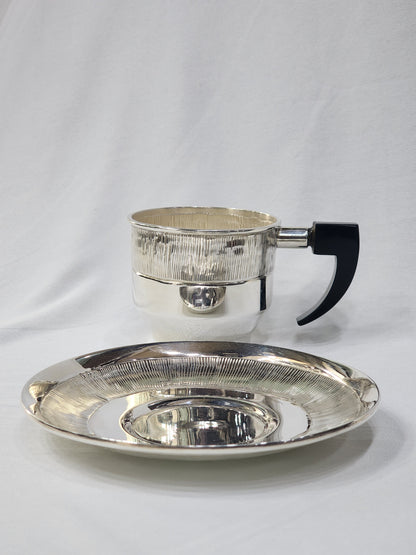Cup and Saucer Silicone Handle chiseled finish