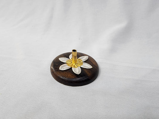 Silver + Gold Polish Agarbathi Stand Wooden Base
