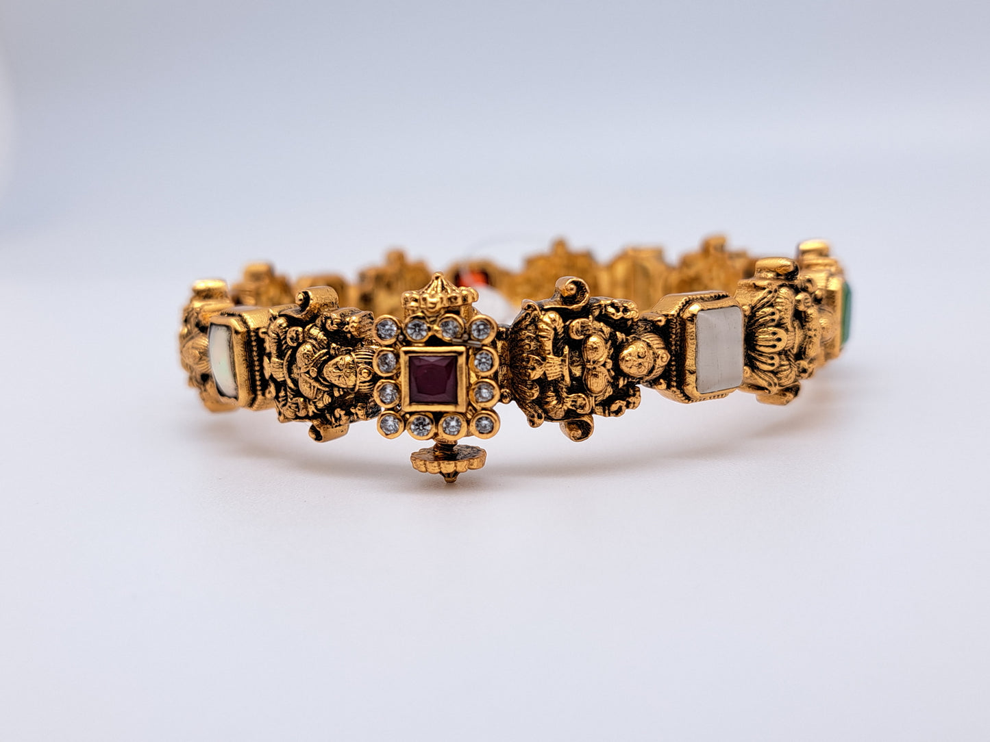Rectangle Stones Lakshmi G.Polished screw type bangle