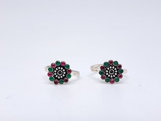 Red & Green stone Floral Metti