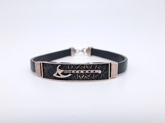 Black Enamel Axe Silicone Strap Bracelet