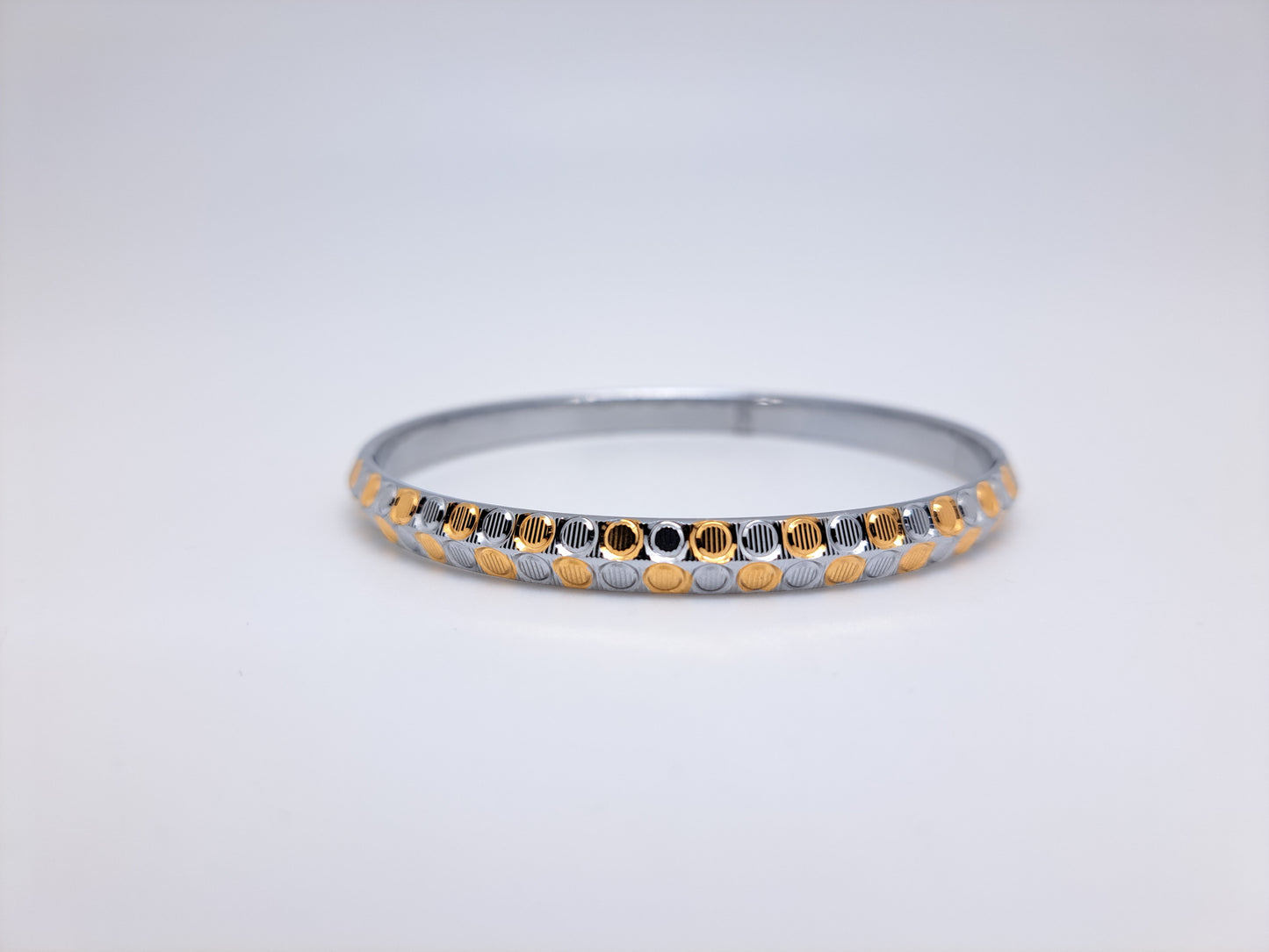 Circular Stone 2 tone Silver Bracelet