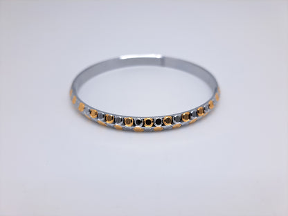 Circular Stone 2 tone Silver Bracelet