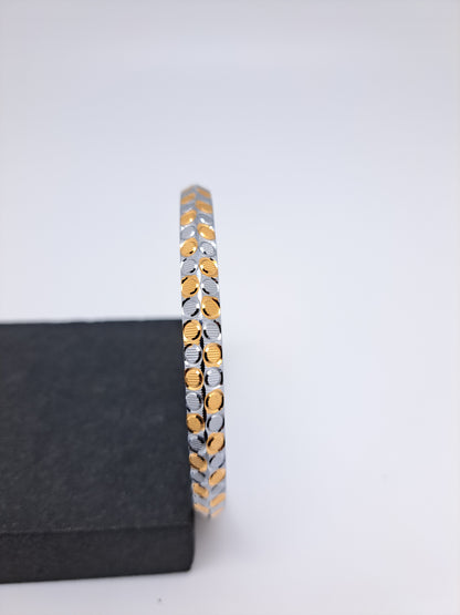 Circular Stone 2 tone Silver Bracelet
