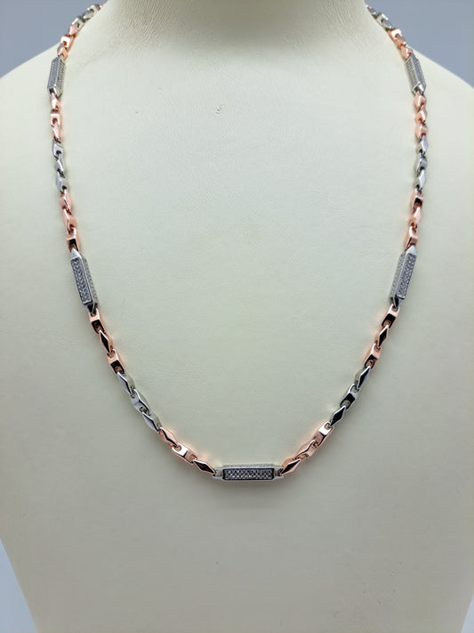 2 Tone Katli Chain with Rectangle Design Chain