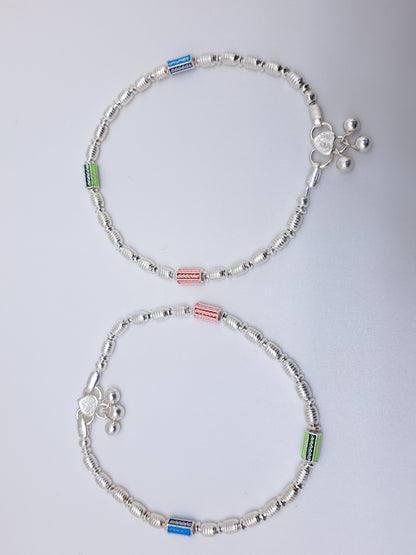 Full Beads Silver Anklet