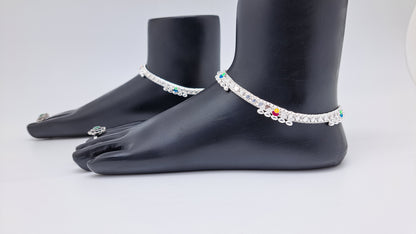 Machine chain Round Enamel Anklet