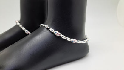 Handcrafted Silver Beaded Anklet