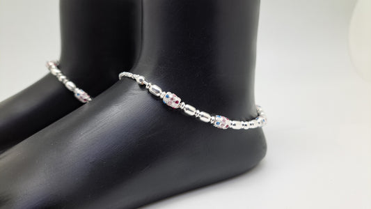 Handcrafted Silver Beaded Anklet
