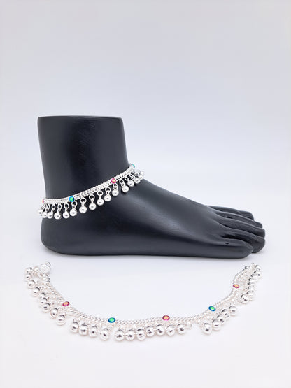 Multicoloured Enamel Ball Hanging Anklet