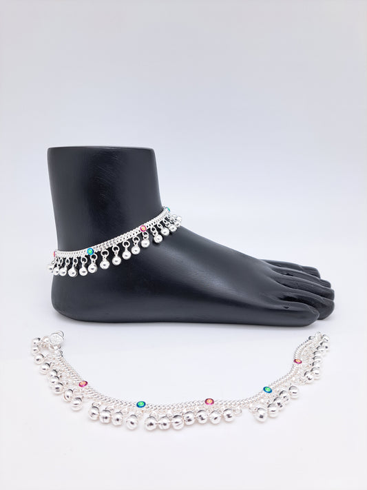 Multicoloured Enamel Ball Hanging Anklet