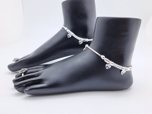 Enamel Heart Charms Anklet