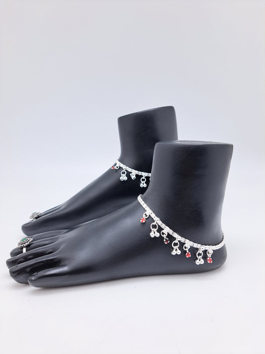 Red Beaded  Hanging Anklet