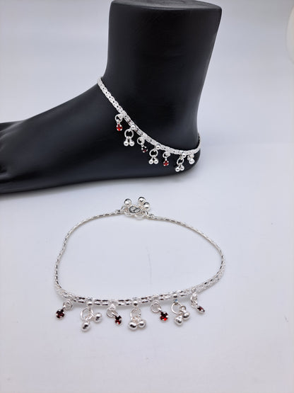 Red Beaded  Hanging Anklet