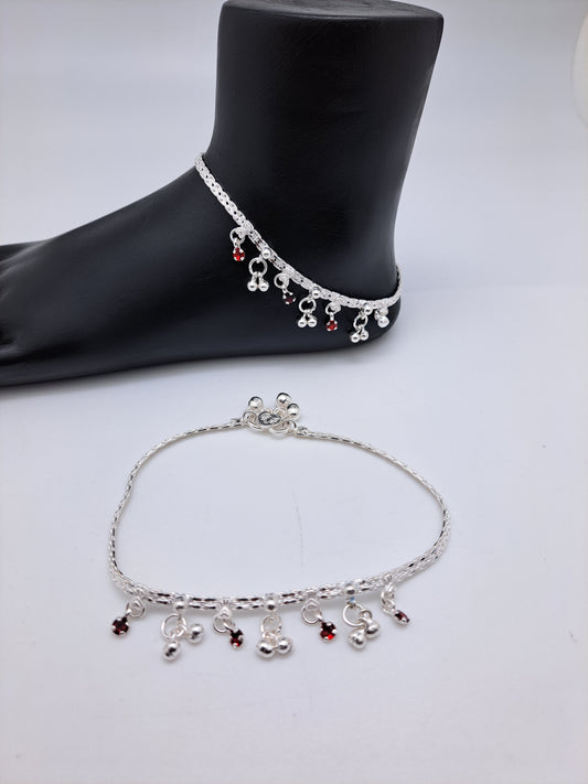Red Beaded  Hanging Anklet