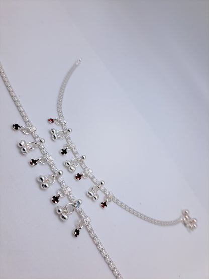 Red Beaded  Hanging Anklet