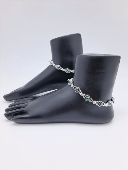 Green Stone Designer Antique Anklet