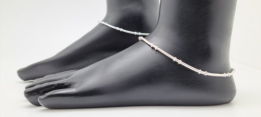 Sugarcane Plain Silver Anklet