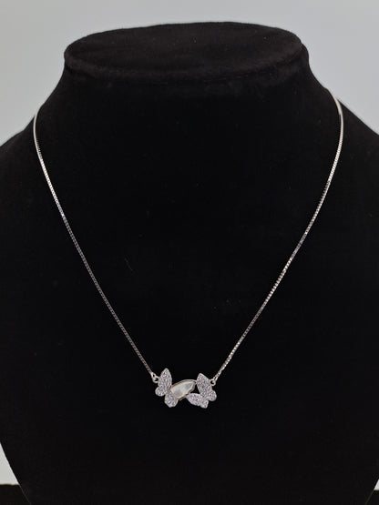 Silver Chain with Tiny Butterflies Pendant