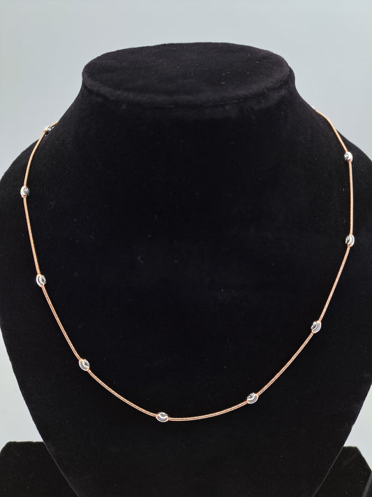 Rose gold and Rhodium silverBall  chian