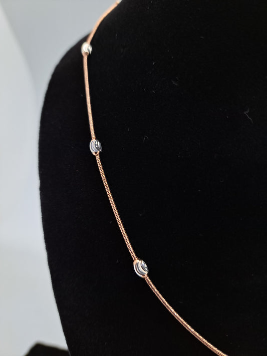 Rose gold and Rhodium silverBall  chian