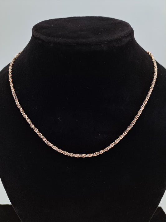 Dual Tone Rose gold and silver silky Rope chian