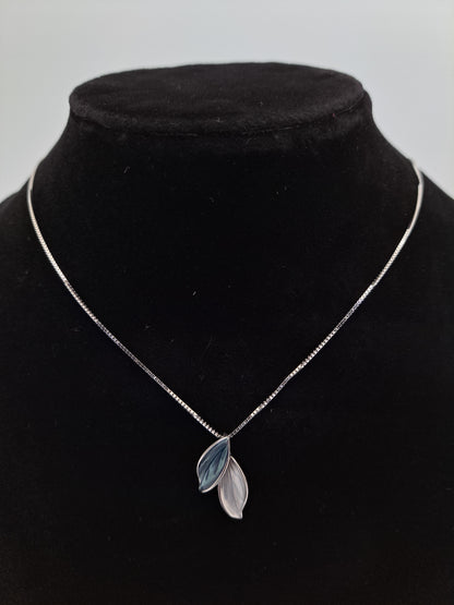 Silver Chain with Twin Leaves Pendant