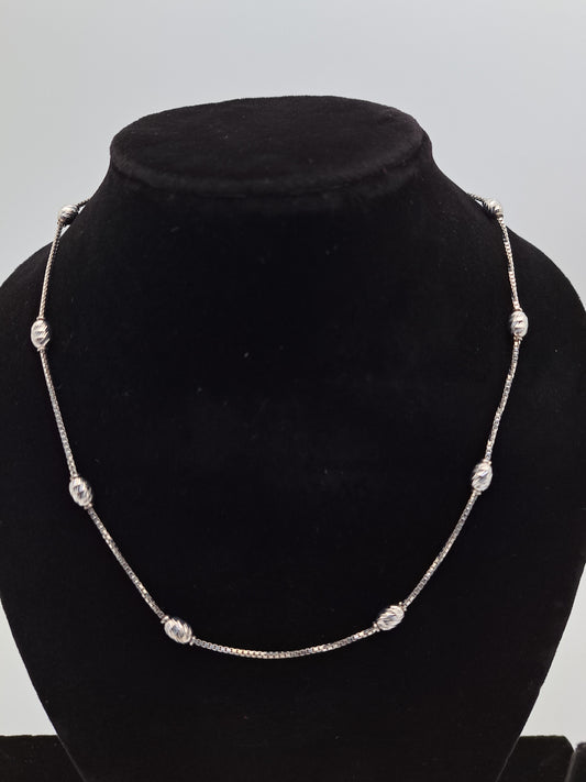 Silver Chain with Glittering Rhodium Ball