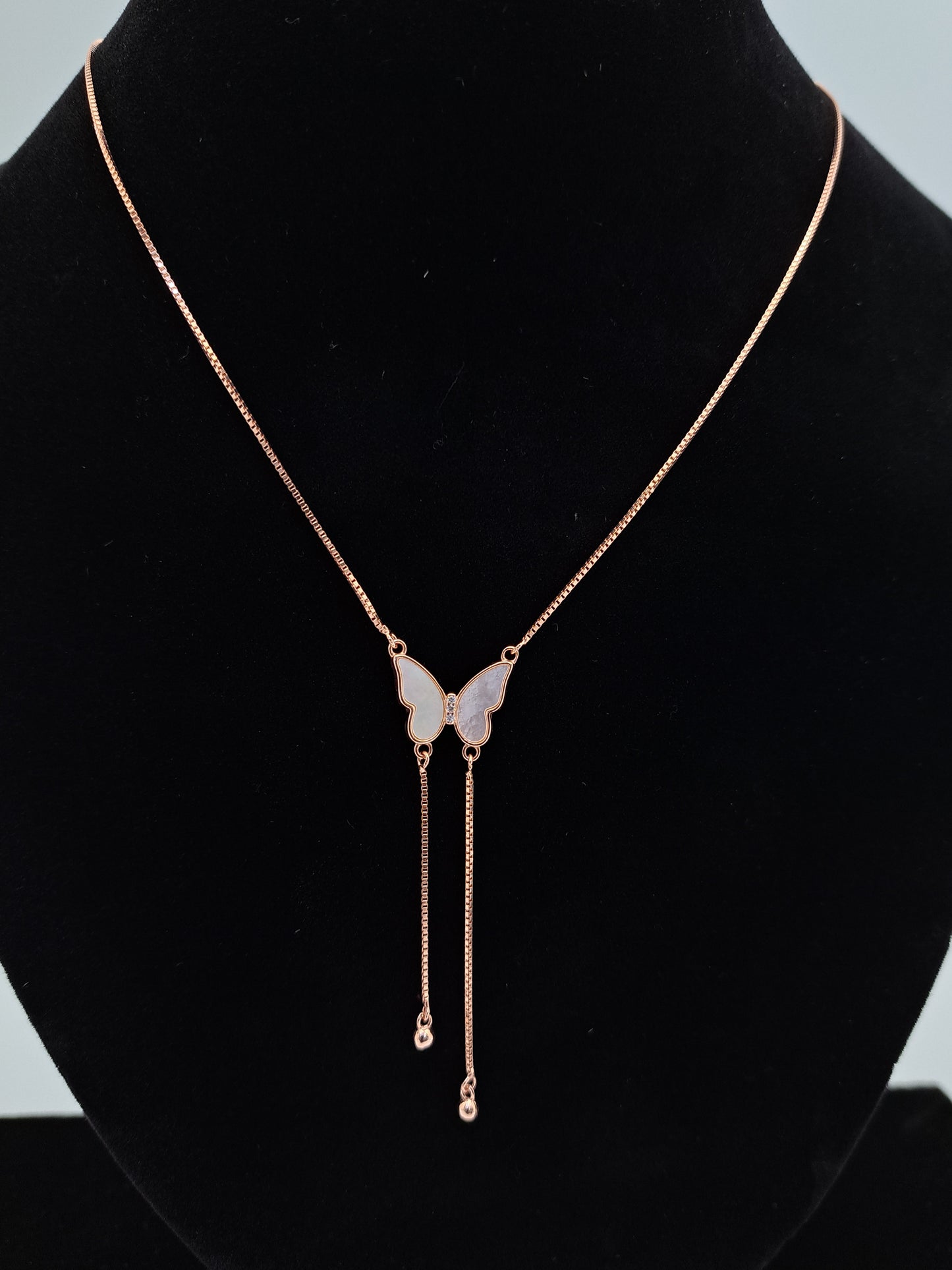 Rose gold chain with MOP Butterfly Pendant