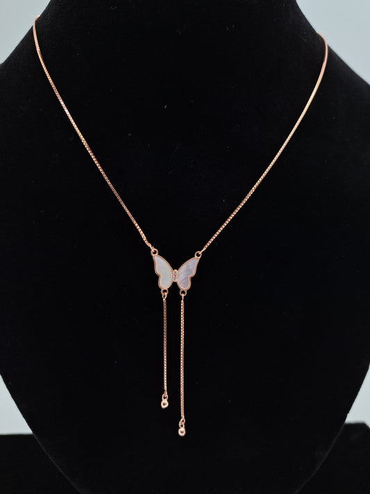 Rose gold chain with MOP Butterfly Pendant