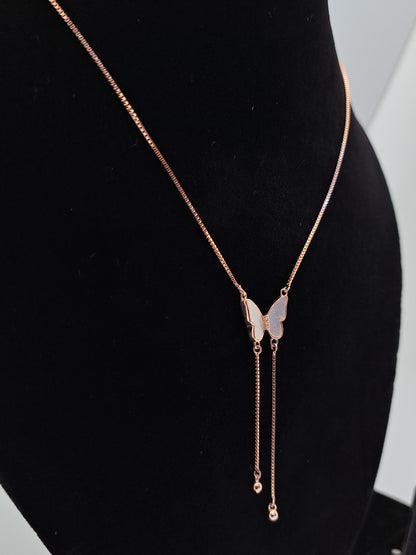 Rose gold chain with MOP Butterfly Pendant