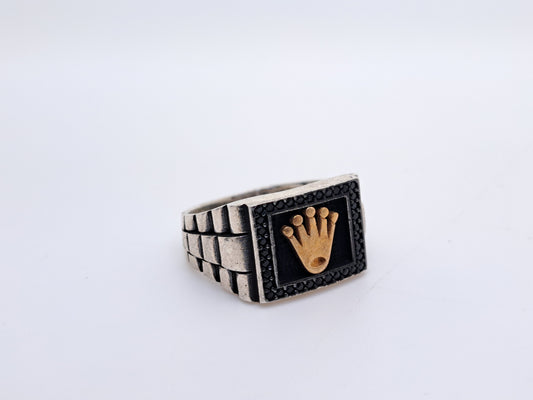 Blackface Gold Toned Crown Symbol Ring
